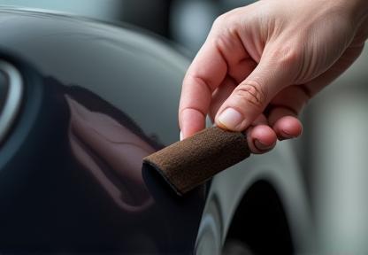 Professional applying protective coating to car paint